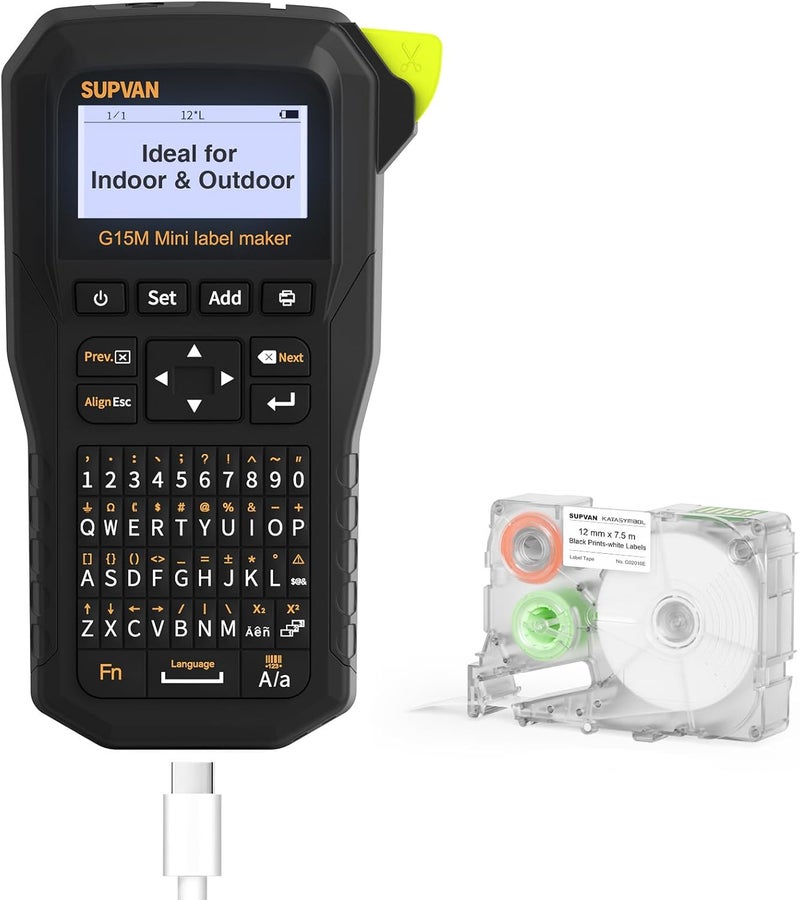 SUPVAN G15M Mini Portable Label Maker Machine with Tapes, Rechargeable 1200mAh Battery Thermal Transfer Printer, Compatible with Multi-Type Label, Home, Garage, Office & Outdoor - Image 1